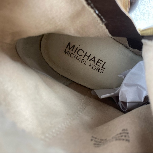 Michael Kors Women 7 Ankle Boots Stress Brown Leather Shearling Detail - Picture 6 of 12